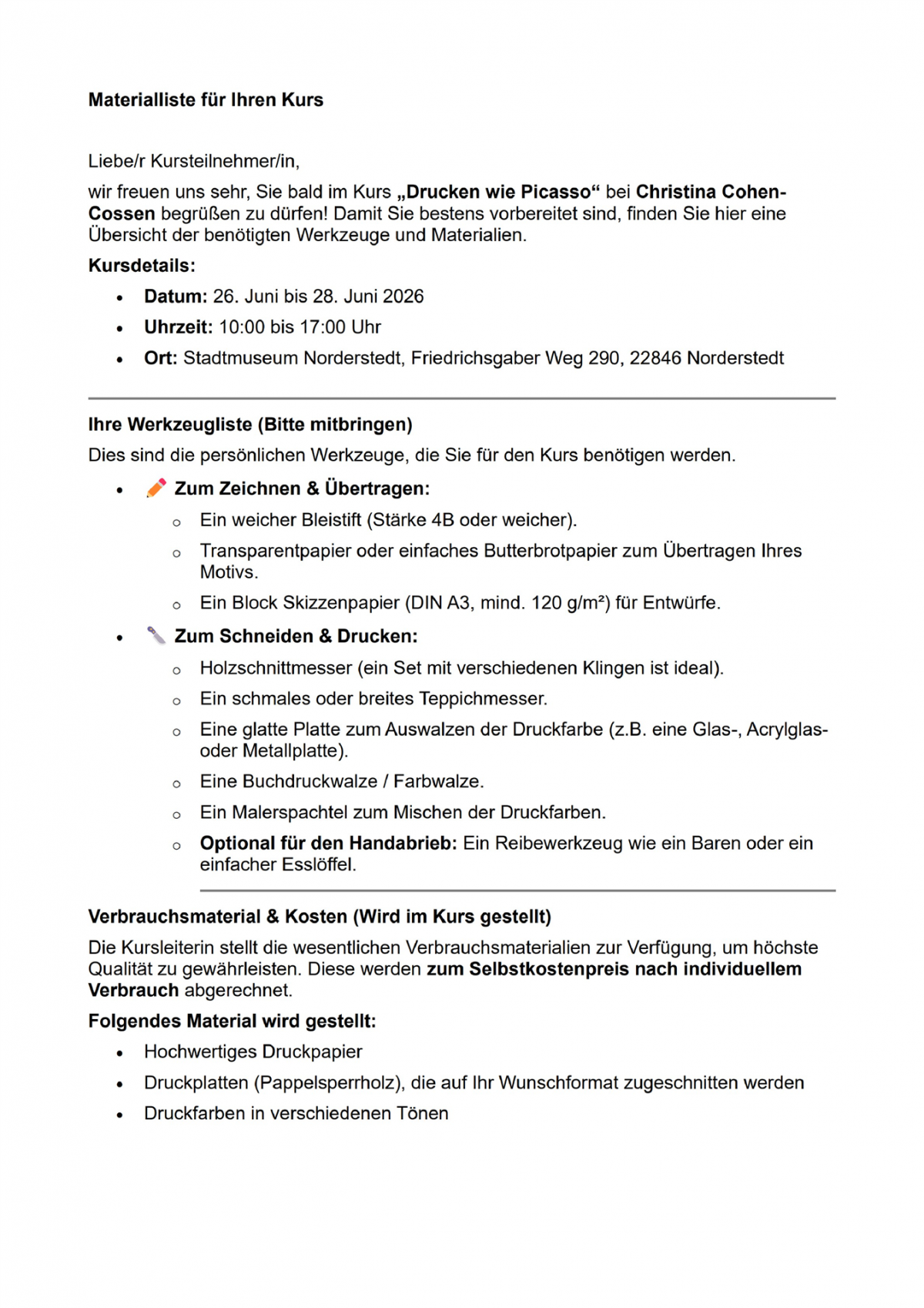 Materialliste Drucken wie Picasso Christina Cohen-Cossen_Bild_10001-00